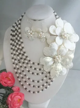 Nauja Afrikos Dizaino Wrap Freshwtaer pearl Gėlių Karoliai 20-28