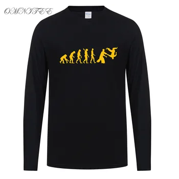 Nauja Evoliucija, Aikido Marškinėliai ilgomis Rankovėmis Juokingas Cool Spausdinti Marškinėliai Medvilnės Vyrų Drabužiai OT-006