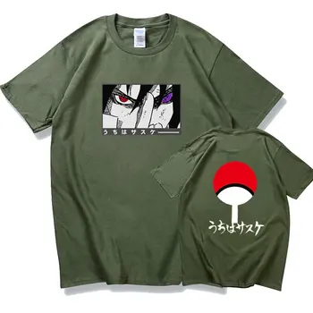 Nauja Japonų Anime Naruto Uchiha Sasuke T-Shirt 2021 M. Vasarą Harajuku Vyrų Ir Moterų Atsitiktinis Jaunimo Hip-Hop top Marškinėliai Vyrams 2XL
