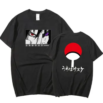 Nauja Japonų Anime Naruto Uchiha Sasuke T-Shirt 2021 M. Vasarą Harajuku Vyrų Ir Moterų Atsitiktinis Jaunimo Hip-Hop top Marškinėliai Vyrams 2XL