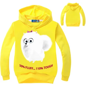 Nauja vaikų 3-16 medvilnės hoodies pavasarį 2019 mergaičių puloveriai 3d spausdinami white fox atsitiktinis medvilnės marškinėliai geltonos palaidinės
