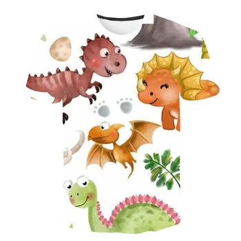 Nauja Vaikų marškinėliai gyvūnų dinozaurai 3D Berniukai/mergaitės T-shirt Vaikai Trumpas Rankovės marškinėliai Atsitiktinis Kūdikių Drabužiai.