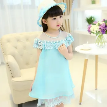 Nauja Vasaros Kostiumas Merginos Princesė Suknelė Vaikų Vakaro Drabužiai Vaikams Nėriniais, Šifono Suknelės Baby Girl Dress