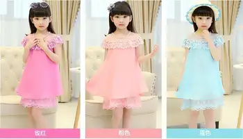 Nauja Vasaros Kostiumas Merginos Princesė Suknelė Vaikų Vakaro Drabužiai Vaikams Nėriniais, Šifono Suknelės Baby Girl Dress