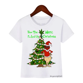 Nauja vasaros stiliaus vaikiški marškinėliai juokinga Grinch spausdinti Kalėdų vaikams marškinėlius viršūnes kawaii berniukų/mergaičių unisex marškinėliai Kalėdų kostiumas