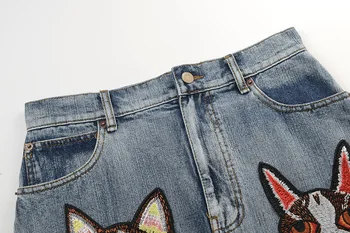Nauja vasaros versija retro aukšto juosmens siuvinėjimo mažylis pusė sijonas rodo, plonas kaubojus pusė sijonas