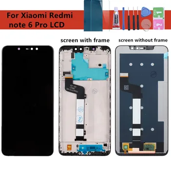 Nauja Xiaomi Redmi 6 Pastaba Pro LCD Ekranas su Rėmu Jutiklinis Ekranas skaitmeninis keitiklis LCD Redmi Note6 Pro Surinkimas, Remontas, Dalys