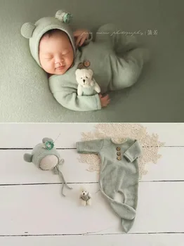 Naujagimio Fotografijos Rekvizitai Kūdikių Komplektus Rompers Naujagimių Skrybėlę Baby Doll Rekvizitai 3pcs/set