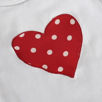 Naujagimio Mergaičių Drabužius ilgomis Rankovėmis širdies print T-shirt+raudona polka dot Kelnės+Lankelis Kūdikių 3Pcs Kūdikių, Mergaičių Drabužiai Nustatyti D20