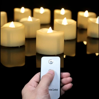 Naujas 12Pcs Flameless LED Arbata Žibintai Nustatyti, baterijomis, su Nuotolinio Valdymo Realus Mirgėjimas Elektros Žvakės Šaliai Dekoro