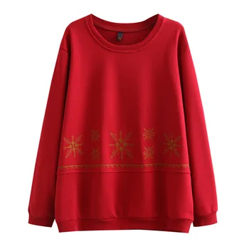 Naujas 2021 ponios pavasarį, rudenį plius dydis viršūnes moterims, didelis megztinis ilgomis rankovėmis prarasti medvilnės storas raudonas T-shirt 3XL 4XL 5XL 6XL