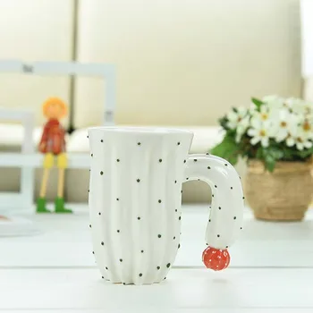 Naujas 3D Kaktusas Stiliaus Puodelius Vandens Bako Puodeliai Craetive Arbatos, Pieno, Kavos Puodelis Su specialia Rankena, Porceliano ir Keramikos Drinkware