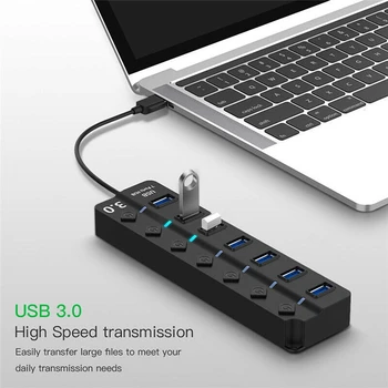 Naujas 4/7 Prievadai USB HUB USB 3.0 Hub USB Skirstytuvo Expander Adapteris Greitai Įkrauti Mobiliojo Telefono, KOMPIUTERIO, Laptopo
