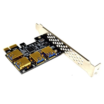 Naujas 4 Uostuose PCIe Riser Adapteris Valdybos PCI-E 1x 4 USB 3.0 PCI-E Rabbet GPU Stove Extender Ethereum ETH/Monero XMR/Zcash ZEC 1