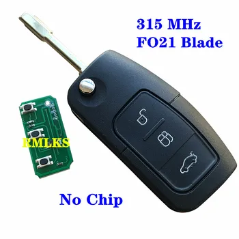 Naujas 433Mhz 315Mhz 3 Mygtukai Lankstymo Nuotolinio Automobilio raktas Ford 4D60 4D63 Chip 