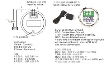 Naujas 52mm Vandeniui TFT Ekrano Skaitmeninis GPS Spidometras Odometras Kelionės KD Voltmeter 9-32V su GPS Antena