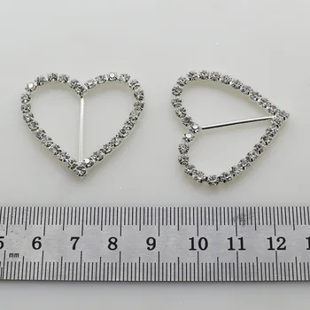Naujas 5vnt/daug 45*42mm Širdies Dirbtinių Kristalų Metalo Sagtis Diamond Moterų Diržas, Batai Weddding Ribon Priedai Apdaila