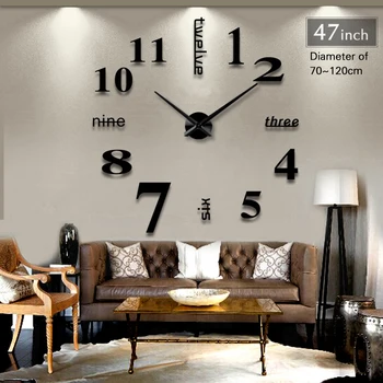 Naujas atvykimo 27/47 colių didelis sieninis laikrodis Akrilo Lipdukai Kvarco Namų Puošybai modernus 