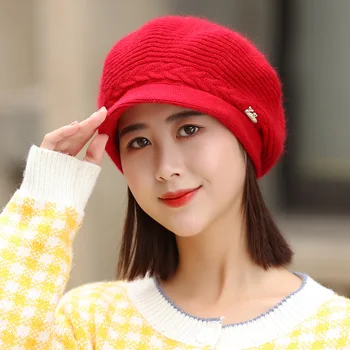 Naujas Atvykimo Elegent Moterų Megztos Kepurės Žiemą Šiltas Earflap Kepurės Kepurės Sustorėjimas Moteriška Kepuraitė Skullies Skrybėlę