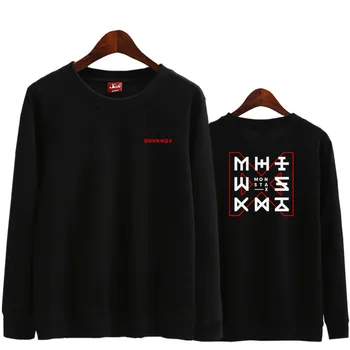 Naujas atvykimo kpop monsta x kodekso koncertas patį spausdinimą, o kaklo plona palaidinukė kpop fanams unisex laisvas megztinis hoodies