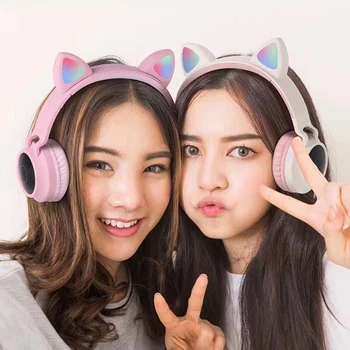 Naujas Atvykimo LED Kačių Ausų Triukšmo Panaikinimo Ausines Bluetooth 5.0 Jauni Žmonės, Vaikai laisvų Rankų įranga Parama TF Kortelę 3,5 mm Kištuką Su Mikrofonu