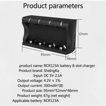 Naujas Atvykimo RCR123A Baterijos Kroviklis 16340 16350 16360 3.7 V Arlo Baterijos Įkrovimo Adapteris, 8 Uoste, Įkroviklis