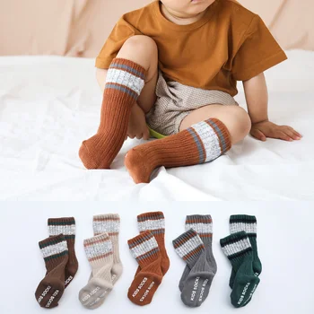 Naujas baby neslidus kojinės vaikams medvilnės kojinės dviguba adata kūdikių kojinės kūdikiui žiemos kojinių neslidus storio grindų kojinės