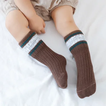 Naujas baby neslidus kojinės vaikams medvilnės kojinės dviguba adata kūdikių kojinės kūdikiui žiemos kojinių neslidus storio grindų kojinės