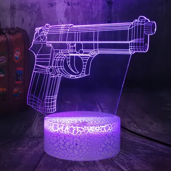 Naujas Battle Royale Žaidimas PUBG TPS pistoletas Pistoletas, Šautuvas LED Optinė iliuzija Stalo Lempa 7 Spalvų Nakties Šviesos lempos Ginklų Entuziastai