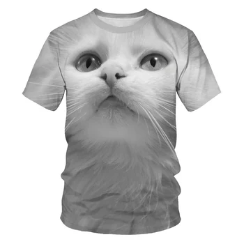 Naujas Cute Kačių Marškinėliai Moterims Atsitiktinis Juokingas Animacinių filmų Spausdinti Marškinėlius Harajuku Kawaii Mados T-shirt Vasaros trumpomis Rankovėmis Viršuje Tees Moteris