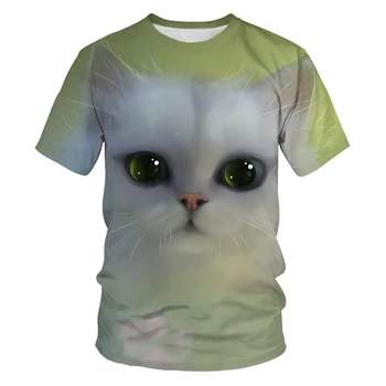 Naujas Cute Kačių Marškinėliai Moterims Atsitiktinis Juokingas Animacinių filmų Spausdinti Marškinėlius Harajuku Kawaii Mados T-shirt Vasaros trumpomis Rankovėmis Viršuje Tees Moteris