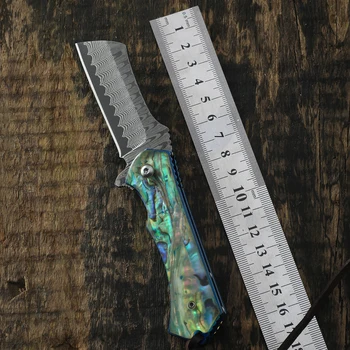 Naujas Damasko Peilis sulankstomas peiliai Santalas rankena ir Akrilo rankena Medžioklės peilis lauko Kempingas Taktinis kišenėje EDC įrankiai