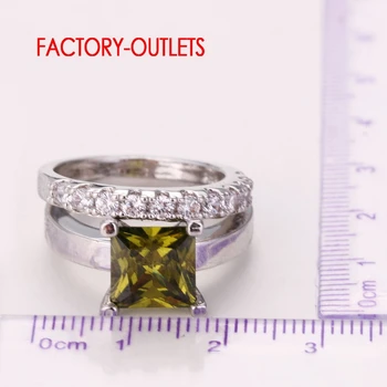 Naujas Elegantiškas Geltonas Kubinių Cirkonio Kristalų 925 Moterims Vestuvinis Žiedas Nustatyti Prekės Ženklo Princess Cut Engagement Ring