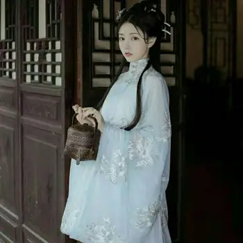 Naujas Hanfu Suknelė Kinijos Moterų Ilgas Chalatas, Ming Dinastijos Hanfu Senovės Drabužių, Tradicinių Elegantiškas Klasikinio Šokio Scenos Kostiumai