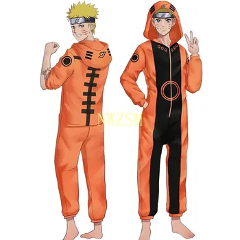 Naujas Hokage Konoha Kakashi Uzumaki Naruto Cosplay Kostiumai, Paaugliams Pižama Jumpsuits Flanelė Šiltas Thickem Sleepwear Chalatas Kostiumas