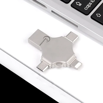 Naujas INGELON 4 1 Dizaino USB Flash Drive, iphone USB 3.0 128 GB Memory Stick OTG Pen Drive 16GB 32GB 64GB USB Personalizzata