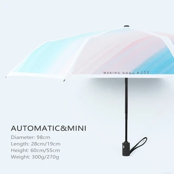 Naujas Kišenėje Mini Skėtis nuo Lietaus Moterų Mados Vėjo Aišku, Skėčiai Automatinė Anti UV Saulės Skėtis Dangus Mėlynas Skėtis UPF50+