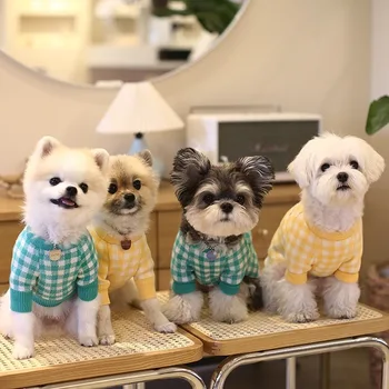 Naujas Korėjos Stiliaus Šuo Megztinis Kawaii Taurę Pledas Šuo Megztiniai Prancūzų Buldogas Drabužius, Žiemą Šiltas Dryžuotas Augintiniai, Šunų Kostiumų Komplektai