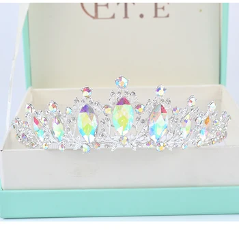 Naujas Mados Baroko Prabanga Crystal AB Bridal Crown Rožančiai Nuotakos Diadem Rožančiai Moterų Nuotaka Vestuvių Plaukų Aksesuarai