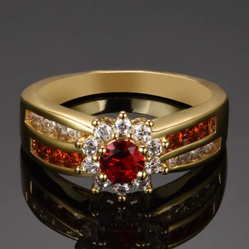Naujas Mados Raudona Brangakmenio Žiedai Moterų Rose Aukso Spalvos 925 Sterlingas Sidabro Papuošalai Žiedas Vestuvės Vestuvinis Dovanos