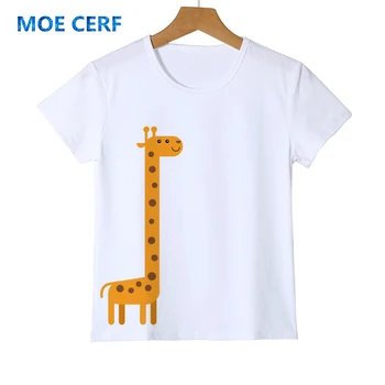 Naujas Mados vaikiški marškinėliai Žirafa Spausdinimo Raundo Kaklo, Trumpas rankovėmis Tee Mergaitė Berniukas Kūdikių marškinėliai Y25-7