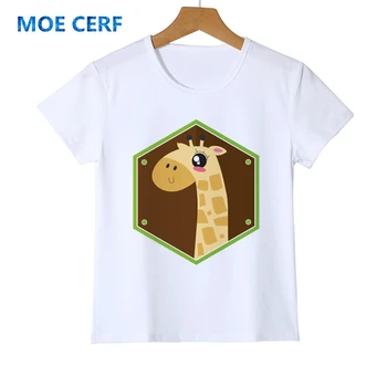 Naujas Mados vaikiški marškinėliai Žirafa Spausdinimo Raundo Kaklo, Trumpas rankovėmis Tee Mergaitė Berniukas Kūdikių marškinėliai Y25-7