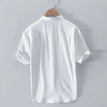 Naujas Mados vyrai balta dryžuotas marškinėliai trumpomis rankovėmis viršūnes vasaros siuvinėjimo Kvėpuojantis marškinėliai vyras drabužių RC214