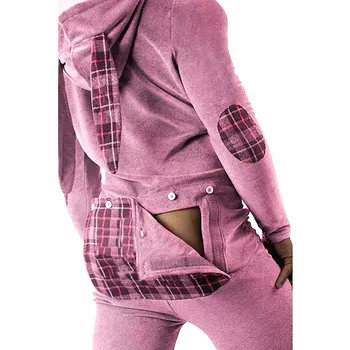 Naujas Mados Vyrams, Atsitiktinis Seksualus Jumpsuits ilgomis Rankovėmis Triušio Ausis Gobtuvu Mygtuką Antkaklis Ilgas Kelnes Openable Klubo Pižama S-3XL