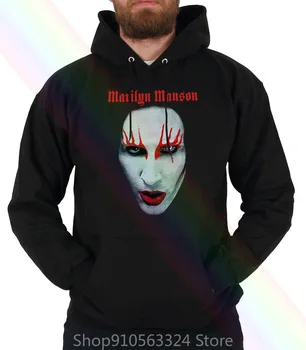 Naujas Marilyn Manson Didelis Veidą Raudonų Lūpų Gotikos Hoodie Palaidinės Moterims, Vyrams