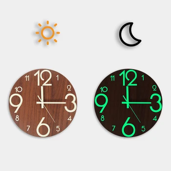 Naujas Medinis Sieninis Laikrodis Šviesos Numeris Kabo Laikrodžiai Ramioje Tamsoje Švytinčiomis Sieniniai Laikrodžiai Šiuolaikinės Laikrodžiai, papuošalai Kambarį