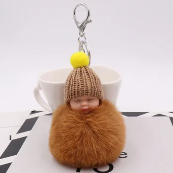 Naujas Mielas Miega Baby Doll Žaislas, Skirtas Krepšys Raktų Žiedas Mini Multi-color Kawaii Miego Pliušinis Lėlės Keychains Žaislai Mergaitėms Dovanų