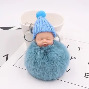 Naujas Mielas Miega Baby Doll Žaislas, Skirtas Krepšys Raktų Žiedas Mini Multi-color Kawaii Miego Pliušinis Lėlės Keychains Žaislai Mergaitėms Dovanų