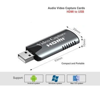 Naujas Mini HD 1080P HDMI USB Video Capture Card Game Įrašymo Langelį Kompiuterio 