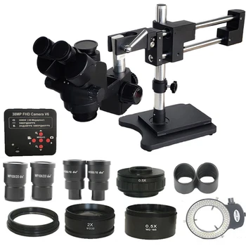 Naujas Modelis 3,5 X-180X Dvigubai Bumas Trinokulinis Stereo Mikroskopas Pramonės Litavimo 38MP 2K USB Microscopio Telefono Kamera Rinkiniai
